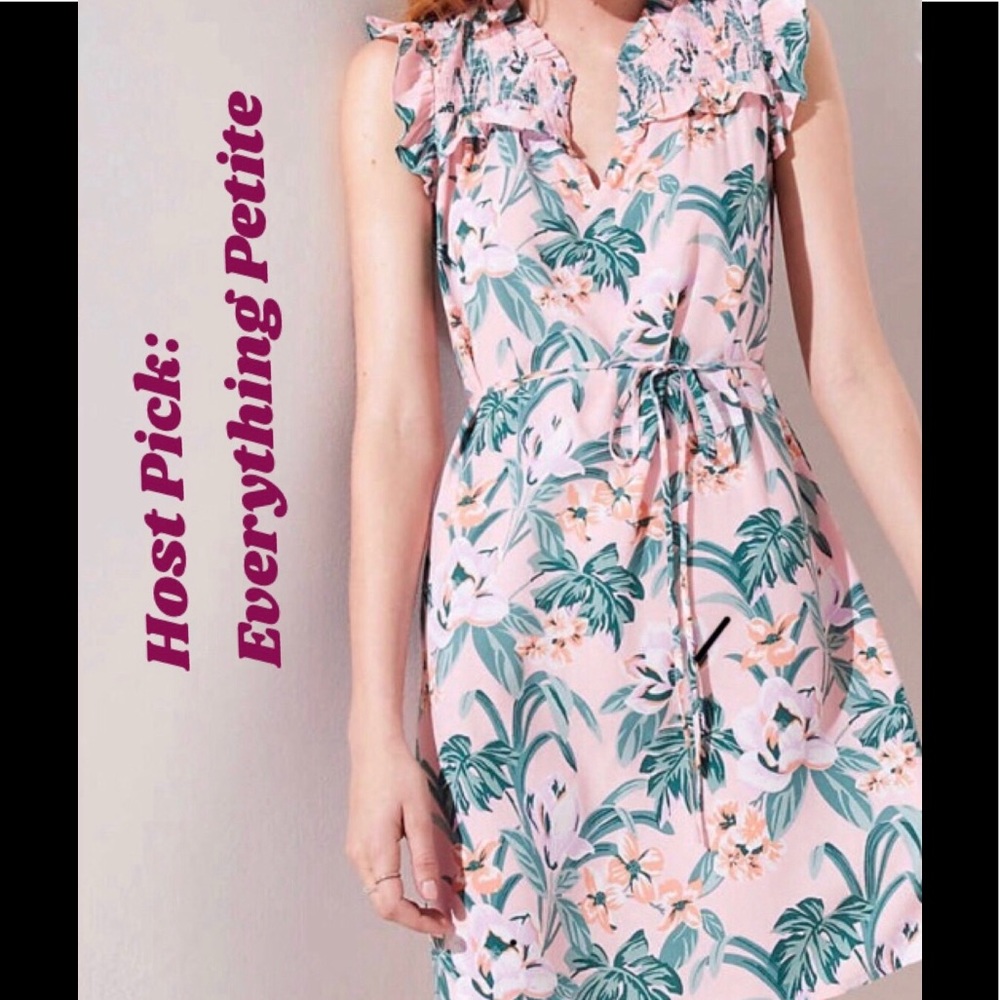 🎉HP: LOFT Petite Lily Ruffle Tie Waist Dress